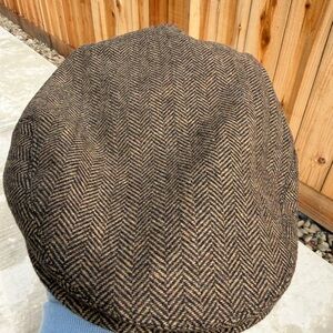 Voboom Brown Herringbone Flat Cap